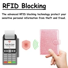Ngăn chặn RFID Hộp đựng hộ chiếu long lanh có khóa từ, Phụ kiện du lịch Ví đựng hộ chiếu Vỏ màu hồng Phụ nữ Quà tặng Quà tặng cặp đôi - Hồng - Xem 4