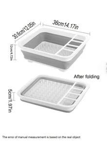 1pc Foldable Drain Rack, White Plastic Creative Storage Rack For Kitchen - White - View 8