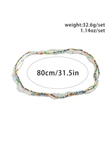 3入組/套時尚珠子裝飾腰鏈適合女士適用於沙灘派對 - 彩色 - 查看 7