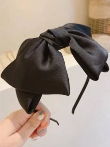 1 chiếc nơ trơn trang trí cho nữ dễ thương dùng hàng ngày ngày lễ tình nhân, dây buộc tóc, vòng tóc, phụ kiện tóc - màu đen - Xem 2