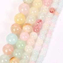 1股天然石頭珠子4/6/8/10/12mm彩色圓形散珠適用於珠寶製作DIY手環配件 - 彩色 - 查看 3