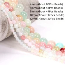 1股天然石頭珠子4/6/8/10/12mm彩色圓形散珠適用於珠寶製作DIY手環配件 - 彩色 - 查看 5