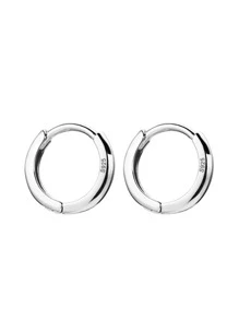 1雙時尚925純銀小箍釘狀首飾平滑耳朵骨扣飾帶經典適合女士女孩首飾類禮物