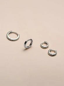 1雙時尚925純銀小箍釘狀首飾平滑耳朵骨扣飾帶經典適合女士女孩首飾類禮物