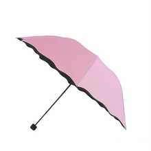 1pc Plastic Umbrella, Modern Pink Sun Protection Foldable Travel Umbrella For Outdoor - Pink - View 3