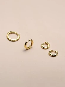 1雙時尚925純銀小箍釘狀首飾平滑耳朵骨扣飾帶經典適合女士女孩首飾類禮物 - 查看 5