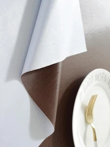 1pc Solid Color Coffee Brown Waterproof Tablecloth, PVC Plain Table Cover For Household - Coffee Brown - View 2