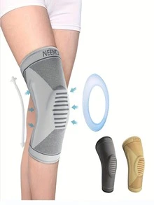 NEENCA Knee Brace, Compression Sleeve Support With Patella Gel Pad And Side Stabilizer 2 Packs - Grey - View 2