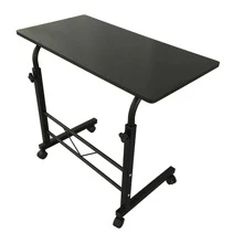Removable Chipboard and Steel Side Table,Portable Multi-Purpose Computer Desk with Wheel,Suitable for Game Players - màu đen - Xem 4