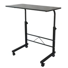Removable Chipboard and Steel Side Table,Portable Multi-Purpose Computer Desk with Wheel,Suitable for Game Players - màu đen - Xem 7