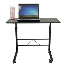 Removable Chipboard and Steel Side Table,Portable Multi-Purpose Computer Desk with Wheel,Suitable for Game Players - màu đen - Xem 2