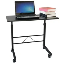 Removable Chipboard and Steel Side Table,Portable Multi-Purpose Computer Desk with Wheel,Suitable for Game Players - màu đen - Xem 3