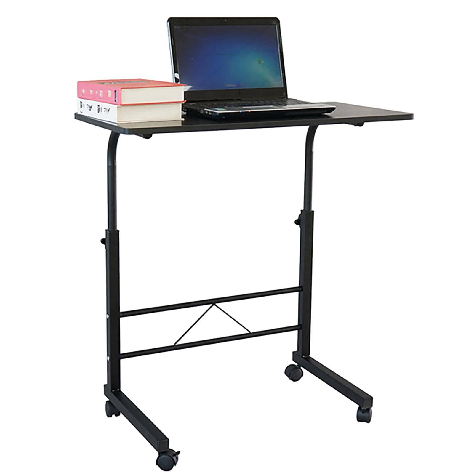 Removable Chipboard and Steel Side Table,Portable Multi-Purpose Computer Desk with Wheel,Suitable for Game Players - màu đen - Xem 1