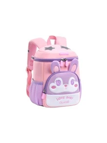 Chicas 1 pieza Mochila conejo detalle con bordado de letra cremallera - Rosa - Ver 2