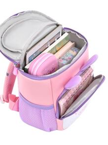 Chicas 1 pieza Mochila conejo detalle con bordado de letra cremallera - Rosa - Ver 3