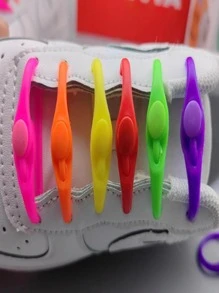 Multicolor No Tie Soft Silicon Shoelaces Set - Multicolor - View 4
