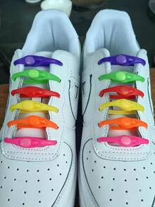 Multicolor No Tie Soft Silicon Shoelaces Set - Multicolor - View 5