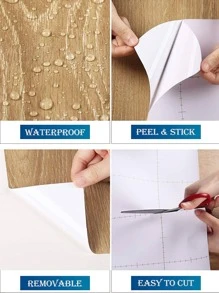 1pc Camel Thick Wooden Grain Self-Adhesive Wallpaper For Vintage Country Style Home Decor Such As Cabinets, Tables, Chairs And Room Background Refurbishment,Renovation Stickers Peel Wall Panels,Wall Paper, Wallpapers,Spring Decoration Items Refresh Your Home,Rama Decoration Stickers Gifts Birthday Graduation