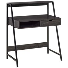 HOMCOM Computer Writing Desk for Small Space w/ Drawer, Storage Shelves, Natural - 灰色 - 查看 2