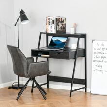 HOMCOM Computer Writing Desk for Small Space w/ Drawer, Storage Shelves, Natural - 灰色 - 查看 6