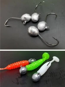 垂釣10入組2.5g3G4G7g迷你雞蛋造型魚鉤掛鉤大海搖滾垂釣外漏頭帶刺鉤適用於柔軟的蟲釣魚鉤釣魚工具 - 銀色 - 查看 3