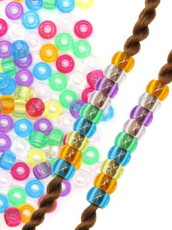 50入組女性甜美風格非洲編織配件,透明關閉頭髮珠子,接髮環,臟電話線髮圈和髮夾