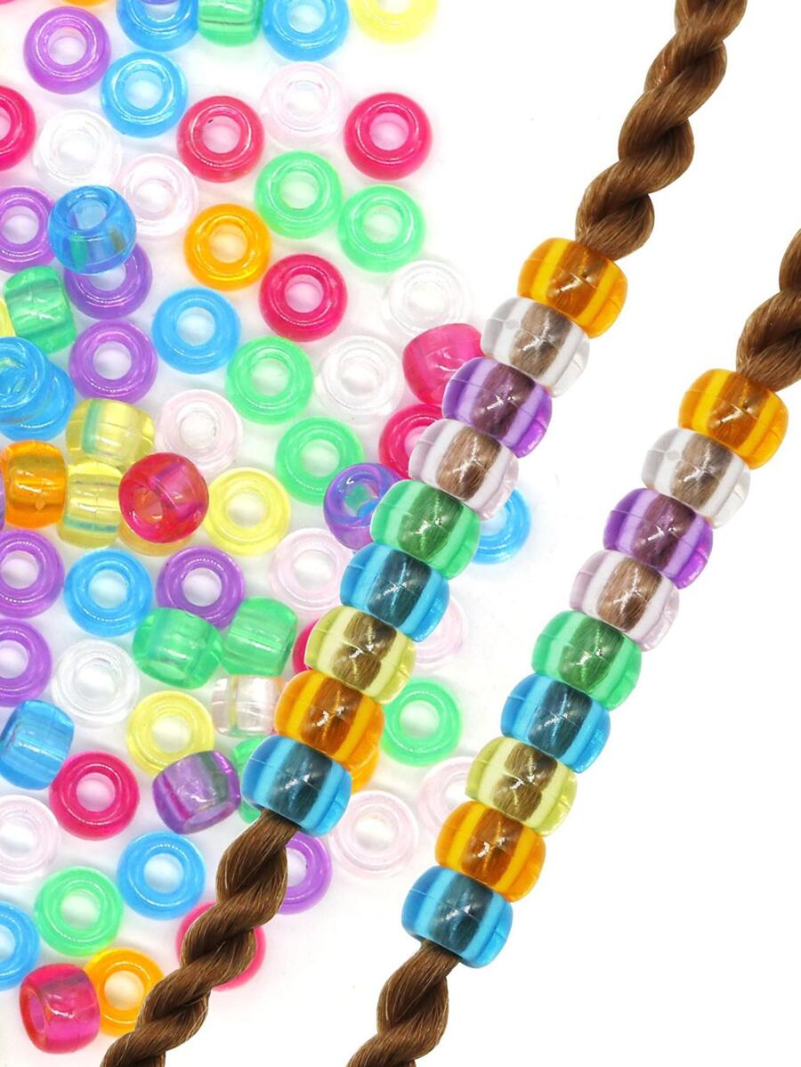 50入組女性甜美風格非洲編織配件,透明關閉頭髮珠子,接髮環,臟電話線髮圈和髮夾