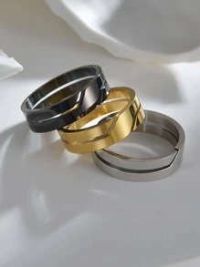 3Pcs Stainless Steel Hollow-Out Men's Ring For A Stylish Look Gift For Party - Multicolor - View 1