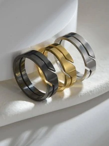 3Pcs Stainless Steel Hollow-Out Men's Ring For A Stylish Look Gift For Party - Multicolor - View 2