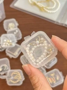 10pcs Small Translucent Plastic Square Box -diamond Earplug Storage Case-transparent Jewelry Box-accessories Storage-organizer For Fishhooks, Beads And Medicines - Clear - View 5