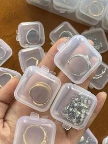 10pcs Small Translucent Plastic Square Box -diamond Earplug Storage Case-transparent Jewelry Box-accessories Storage-organizer For Fishhooks, Beads And Medicines - Clear - View 9