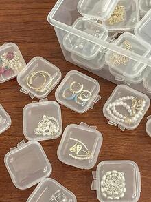 10pcs Small Translucent Plastic Square Box -diamond Earplug Storage Case-transparent Jewelry Box-accessories Storage-organizer For Fishhooks, Beads And Medicines - Clear - View 2