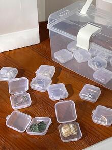 10pcs Small Translucent Plastic Square Box -diamond Earplug Storage Case-transparent Jewelry Box-accessories Storage-organizer For Fishhooks, Beads And Medicines - Clear - View 6