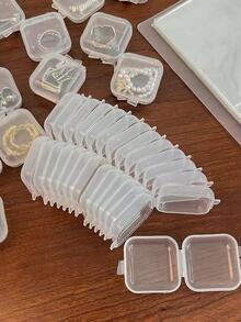 10pcs Small Translucent Plastic Square Box -diamond Earplug Storage Case-transparent Jewelry Box-accessories Storage-organizer For Fishhooks, Beads And Medicines - Clear - View 8