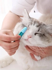 1pc Two Tone Pet Eye Cleaning Brush - Blue - View 1
