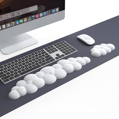 Solid Color Cloud-Shaped Keyboard Wrist Rest, Soft Leather Memory Foam Wrist Support/Cushion, Ergonomic Non-Slip Computer Palm Rest For PC Gaming/Laptop/Pad/Cute Office Desk/, Convenient Typing & Pain Relief