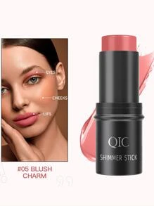 QIC 奶油輪廓棒，帶有螢光筆、古銅色和腮紅的色調，不油膩且防水的面部輪廓筆，易於塑造臉部並打造輕盈的妝容，淺色中號 - 粉色 - 查看 3