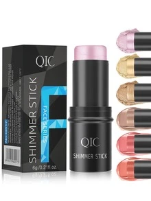 QIC 奶油輪廓棒，帶有螢光筆、古銅色和腮紅的色調，不油膩且防水的面部輪廓筆，易於塑造臉部並打造輕盈的妝容，淺色中號 - 粉色 - 查看 6