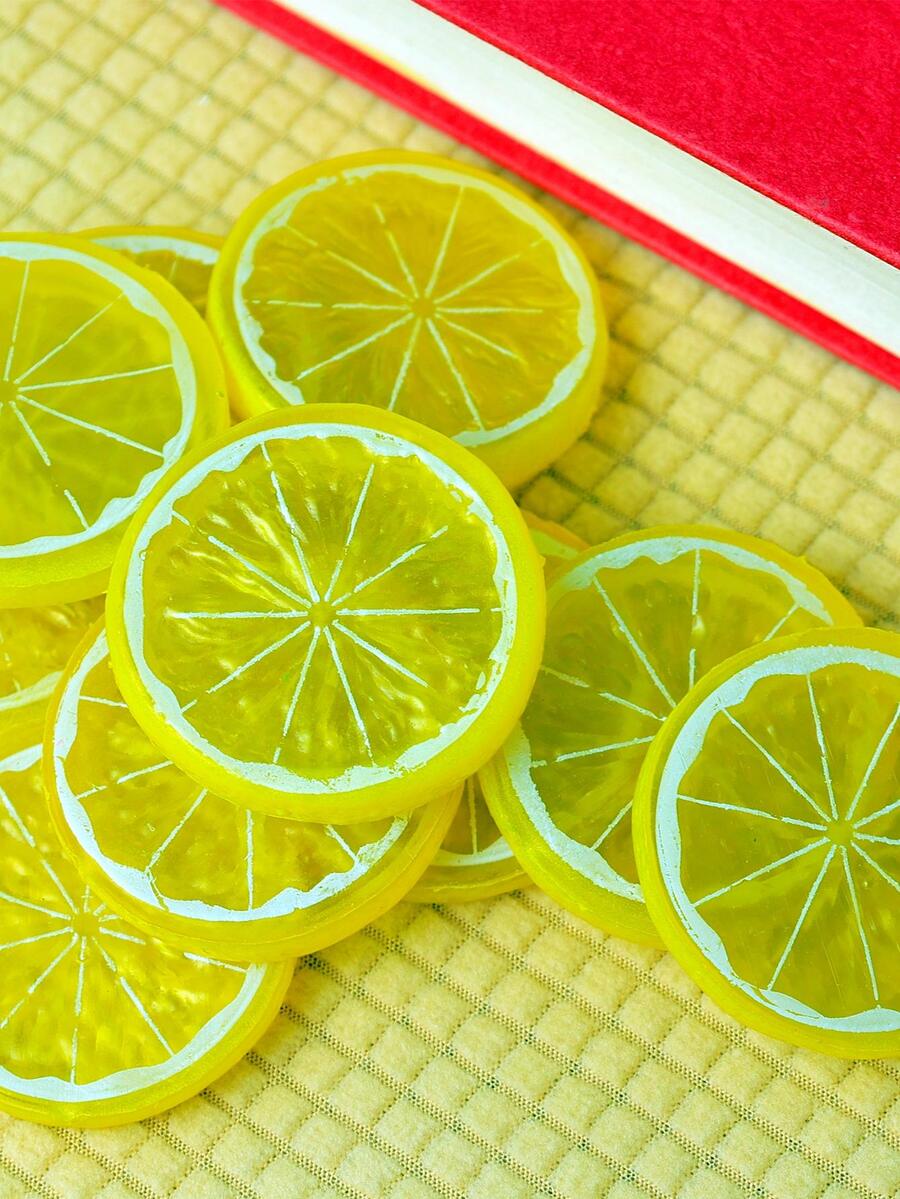 10pcs Lemon Shaped Decoration Craft, Yellow PVC Creative Home Ornament For Home Decor - Yellow - View 1