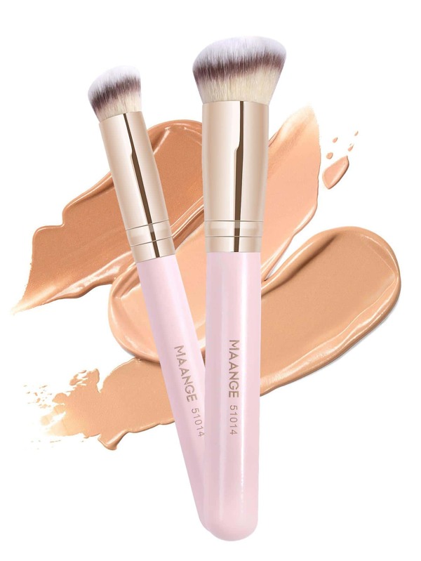 MAANGE Maange Set De 2 Pinceles Faciales Profesionales, Pincel De Base, Pincel Corrector, Herramientas De Maquillaje Con Fibra Suave Para Transportar Fácilmente Y Usar En Viajes,pinceles de maquillaje brochas para maquillaje cepillo maquillaje pincel maquillaje pinceles para maquillaje brochas maquillaje pinceles maquillaje cepillo maquillaje