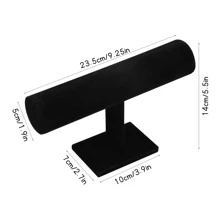 手鍊展示架，黑色絨布T形桿珠寶展示架，手鍊手錶項鍊架，展示櫃家居收納架，適用於珠寶、手錶、項鍊和手鐲 - 黑色 - 查看 2