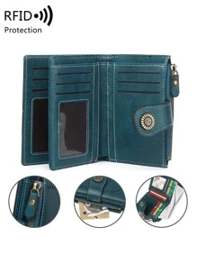 Ví nữ MIYIN kiểu dáng cổ điển, chất liệu giả da chống RFID, có khe đựng thẻ và ngăn khóa kéo, tiện dụng cho cả công sở và thường ngày, nhỏ gọn và dễ mang theo, phù hợp với nhiều dịp. - Màu xanh ngọc - Xem 7