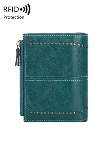 Ví nữ MIYIN kiểu dáng cổ điển, chất liệu giả da chống RFID, có khe đựng thẻ và ngăn khóa kéo, tiện dụng cho cả công sở và thường ngày, nhỏ gọn và dễ mang theo, phù hợp với nhiều dịp. - Màu xanh ngọc - Xem 3