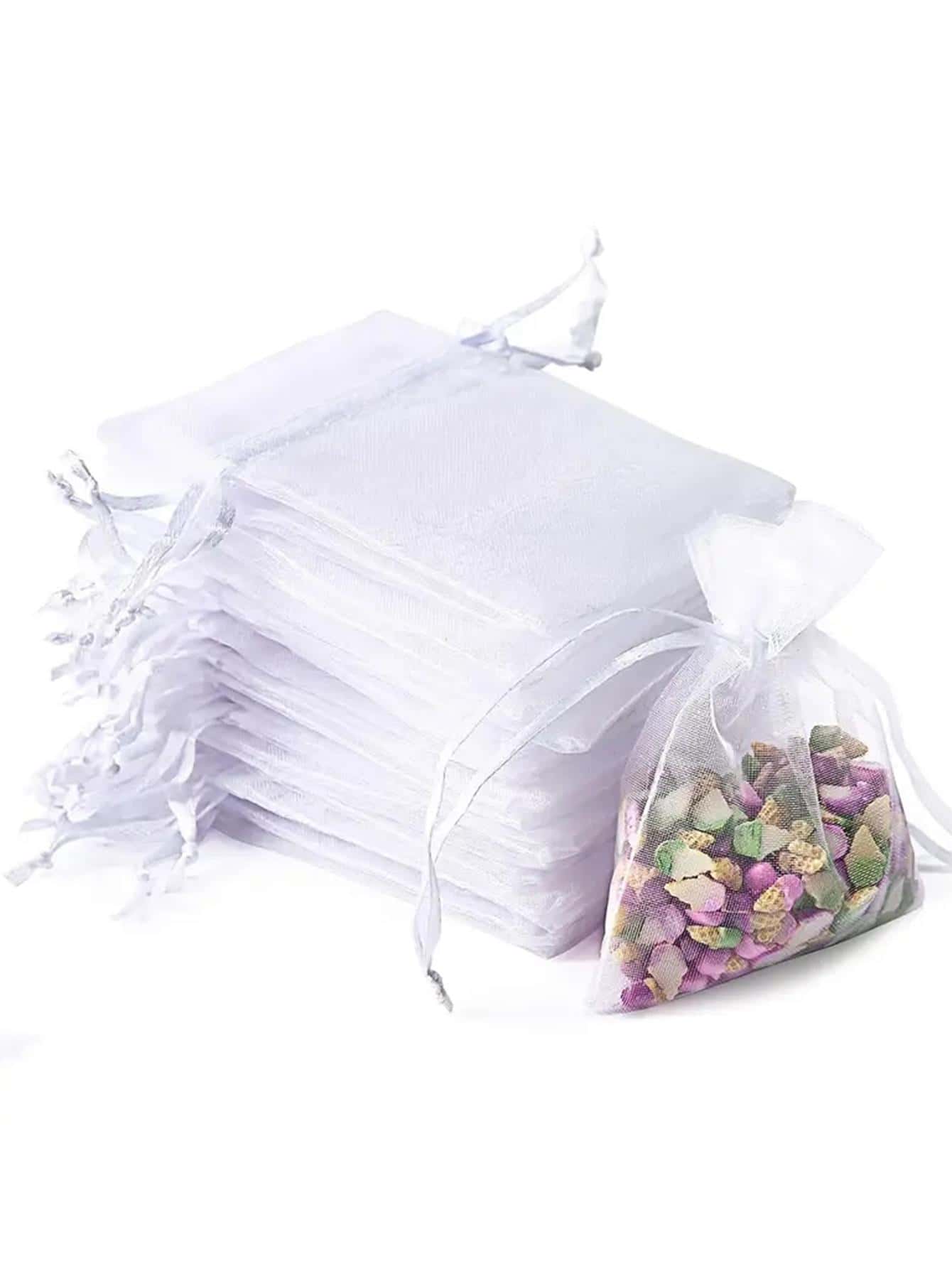 100入組綢緞珠寶包裝袋, 帶拉線, 用於婚禮派對贊助珠寶禮品包裝袋