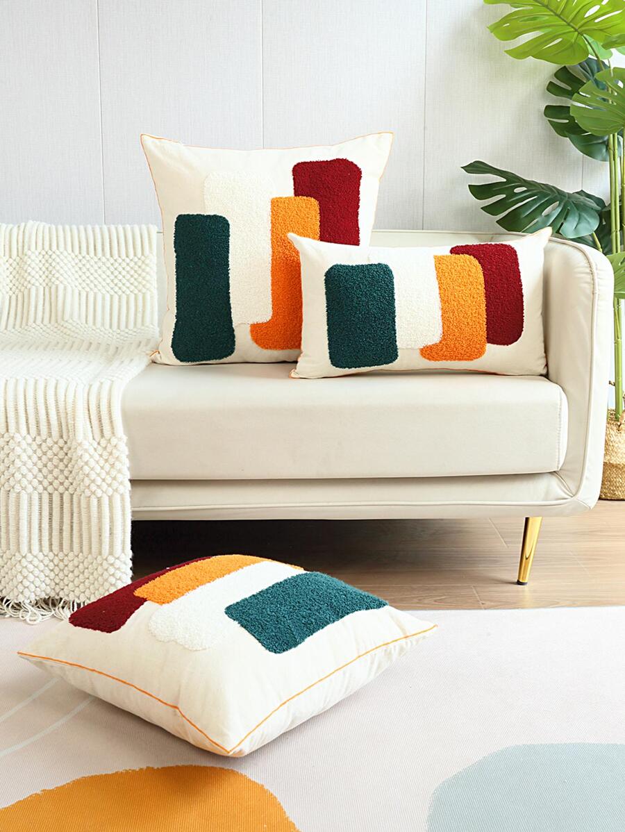 1pc Geometric Pattern Cushion Cover Without Filler