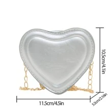 Funky Novelty Bag Heart Design Silver Mini Chain - Silver - View 2