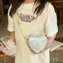 Funky Novelty Bag Heart Design Silver Mini Chain - Silver - View 4