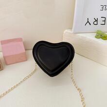 迷你新奇包心形设计 PU 黑色时尚情人节，时尚心形钱包，完美搭配情人节连衣裙 - 黑色 - 查看 4