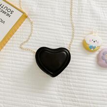 迷你新奇包心形设计 PU 黑色时尚情人节，时尚心形钱包，完美搭配情人节连衣裙 - 黑色 - 查看 3