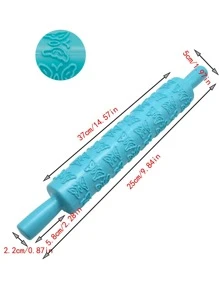 1pc Adjustable Rolling Pin, Silver PP Flower Print Dough Roller For Kitchen - Silver - View 5